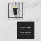 Carte De Visite Carré Élément Carré en bois rustique | Bière Expert (Devant / Derrière)