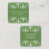 Carte De Visite Carré Eléments élégants verts (Devant / Derrière)