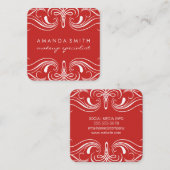 Carte De Visite Carré Eléments fantaisie rouge (Devant / Derrière)