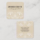 Carte De Visite Carré Éléments soignés Beige (Devant / Derrière)