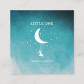 Carte De Visite Carré Elfe avec baguette magique Balançoire étoilée lune (Devant)