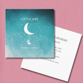 Carte De Visite Carré Elfe avec baguette magique Balançoire étoilée lune