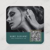 Carte De Visite Carré Emerald scannable code à barres QR code photo (Devant)