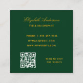 Carte De Visite Carré Emerald vert grold logo QR code moderne (Dos)