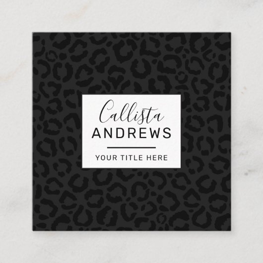 Carte De Visite Carré Empreinte de léopard noir minimal moderne (Devant)
