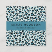 Carte De Visite Carré Empreinte de léopard, Spots de léopard, Leopard bl (Devant)