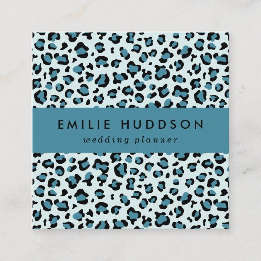 Carte De Visite Carré Empreinte de léopard, Spots de léopard, Leopard bl (Devant)