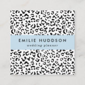 Carte De Visite Carré Empreinte de léopard, Zones Léopard, Noir Et Blanc (Devant)