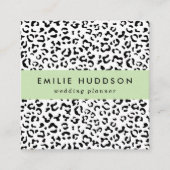 Carte De Visite Carré Empreinte de léopard, Zones Léopard, Noir Et Blanc (Devant)