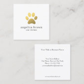 Carte De Visite Carré Empreinte de patte Faux Gold Foil  (Devant / Derrière)