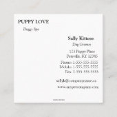 Carte De Visite Carré Empreintes de pattes d'amour de chiot modifiable (Dos)