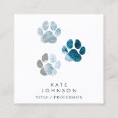 Carte De Visite Carré Empreintes de pattes de chien Beach Vagues QR Code (Devant)