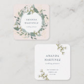 Carte de visite Carré en coton rose pâle (Devant / Derrière)