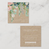 Carte De Visite Carré En floraison | Aquarelle rustique Floral (Devant / Derrière)