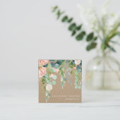 Carte De Visite Carré En floraison | Aquarelle rustique Floral (Debout devant)