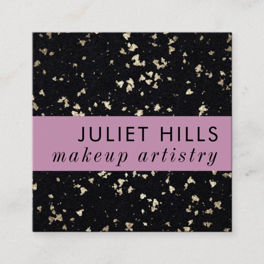 Carte de visite Carré en or, rose et noir (Devant)