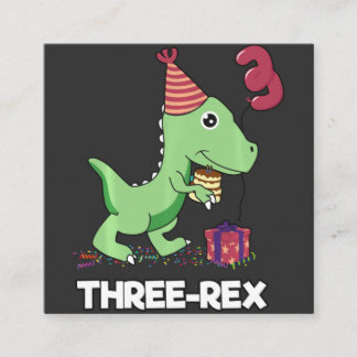 Carte De Visite Carré Enfant de 3 ans Anniversaire Dinosaur Enfants de 3