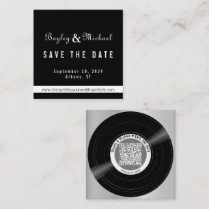 Carte De Visite Carré Enregistrer le vinyle Enregistrer la date Code QR