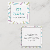 Carte De Visite Carré Enseignant Anglais enseignant Motif de crayon doux (Devant / Derrière)