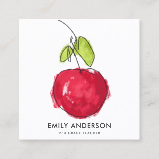 CARTE DE VISITE CARRÉ ENSEIGNANT DE L'ÉCOLE MODERNE PEINTURE HUILE POMME (Devant)