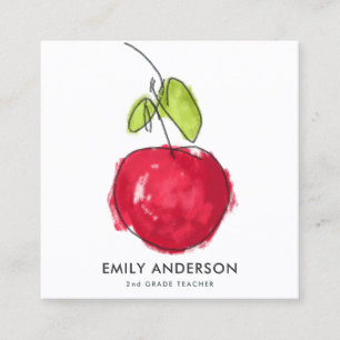 CARTE DE VISITE CARRÉ ENSEIGNANT DE L'ÉCOLE MODERNE POMME DE PEINTURE D