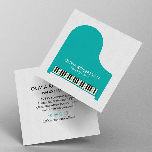 Carte De Visite Carré Enseignant de piano, Studio de musique, Tuteur de 