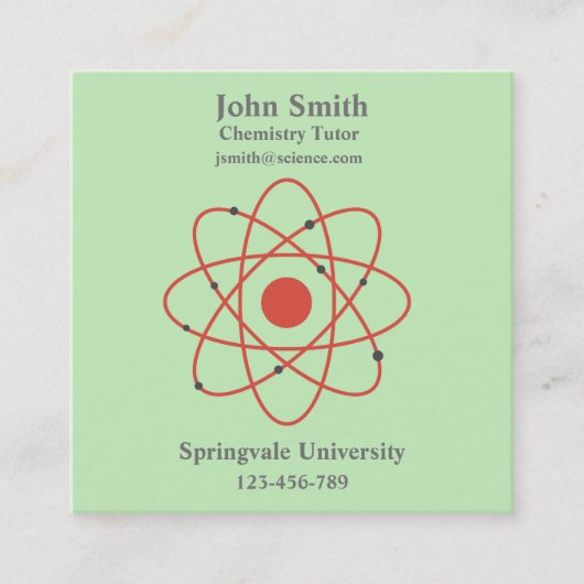 Carte De Visite Carré Enseignant en chimie (Devant)