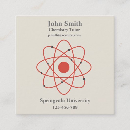Carte De Visite Carré Enseignant en chimie (Devant)