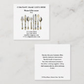 Carte De Visite Carré Ensemble privé de couverts d'or de services de (Devant / Derrière)