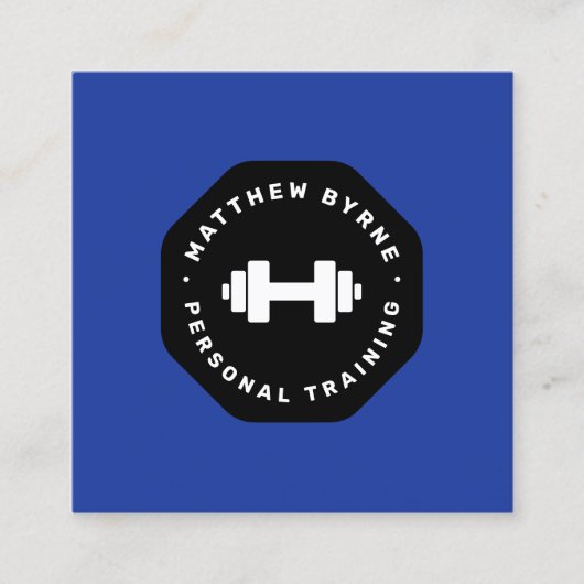 Carte De Visite Carré Entraînement personnel Emblème bleu (Devant)