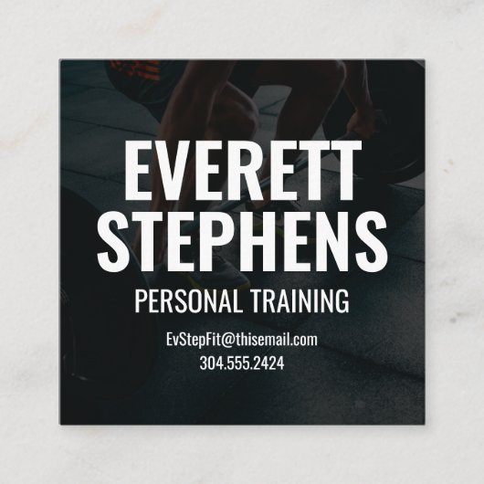 Carte De Visite Carré Entraîneur moderne noir et blanc (Devant)