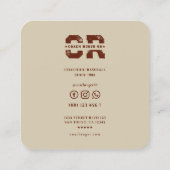 Carte De Visite Carré Entraîneur Rustique De Baseball Monogramme Initial (Dos)