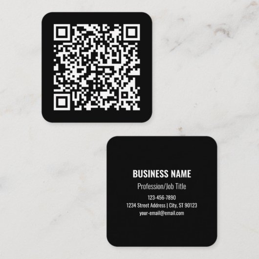 Carte De Visite Carré Entrer l'URL et créer un code QR numérisable | Bla (Devant / Derrière)