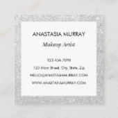 Carte De Visite Carré Épercées de Parties scintillant argentée chic, fil (Dos)