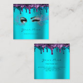 Carte De Visite Carré Épilation de cire de clous Eyelash bleu Turquoise (Devant / Derrière)