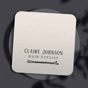 Carte De Visite Carré Épinglette noire à cheveux en faux argent élégante
