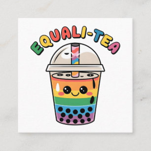 Carte De Visite Carré Equali-Thé Drôle Bubble Tea LGBTQ Mois des Fiertés