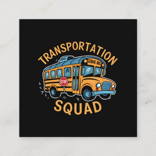 Carte De Visite Carré Équipe de transport des conducteurs d'autobus scol (Devant)