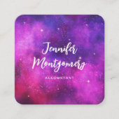 Carte De Visite Carré Espace rose & violet & Étoiles Faux Galaxy (Devant)