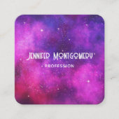 Carte De Visite Carré Espace rose & violet & Étoiles Faux Galaxy (Devant)