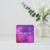 Carte De Visite Carré Espace rose & violet & Étoiles Faux Galaxy (Debout devant)