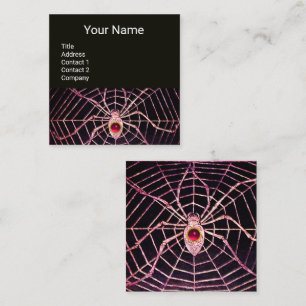 Carte De Visite Carré ESPRIT ET WEB Rose Fuchsia Ruby Gemstone Noir