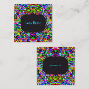 Carte De Visite Carré Esquisse Imaginaire Art - Neon Abstrait Maj 3