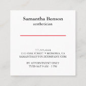 Carte De Visite Carré Esthétique ou maquilleur Lèvres rouges (Dos)