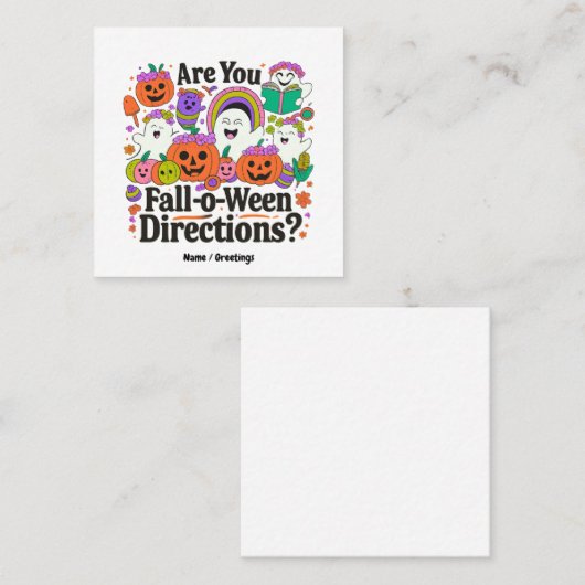 Carte De Visite Carré Êtes-Vous Tombé O Ween Directions Enseignant Hallo (Devant / Derrière)