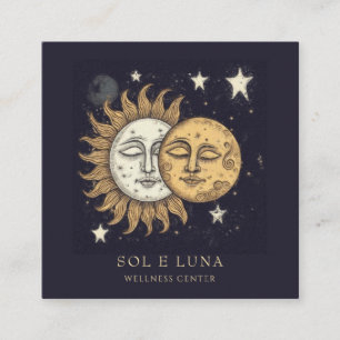 Carte De Visite Carré Étoiles célestes holistiques de la lune de soleil