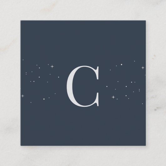 Carte De Visite Carré Étoiles célestes minimales monogrammes Code QR de (Devant)