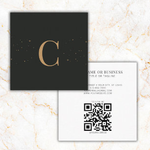 Carte De Visite Carré Étoiles célestes minimales monogrammes Code QR noi