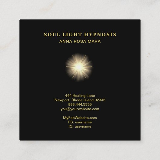 Carte De Visite Carré Étoiles curatives cosmiques d'univers d'éclat de (Dos)