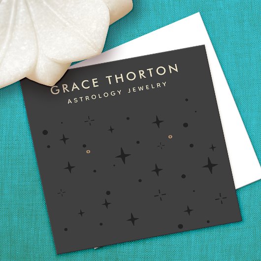 Carte De Visite Carré Étoiles d'astrologie du Boho noir